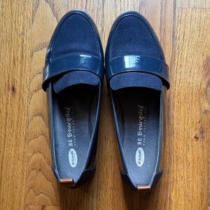 Dr. Scholl's Dark Blue Loafers with Glossy Band